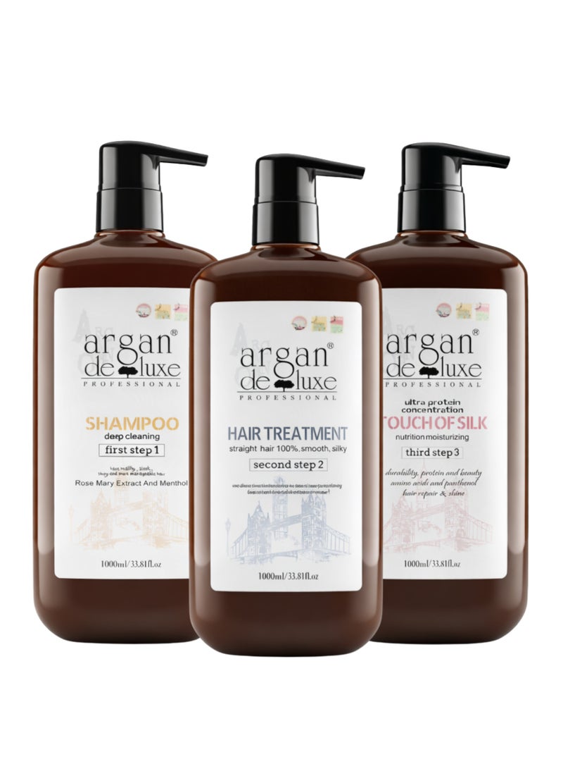 Argan De Luxe Straightening Hair Treatment 1000ml - 3 in 1 Set